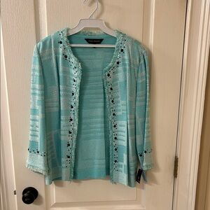 Ming Wang Turquoise Textured Blazer